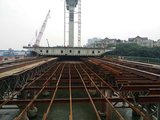 四川成都跨府城河桥钢箱梁顶推工程
